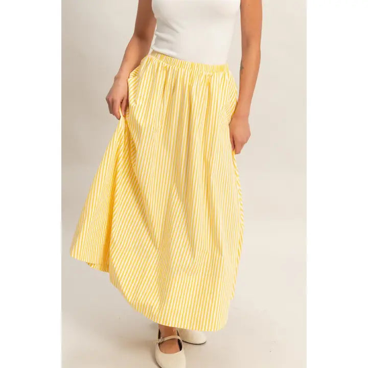 Striped Flowy Midi Skirt