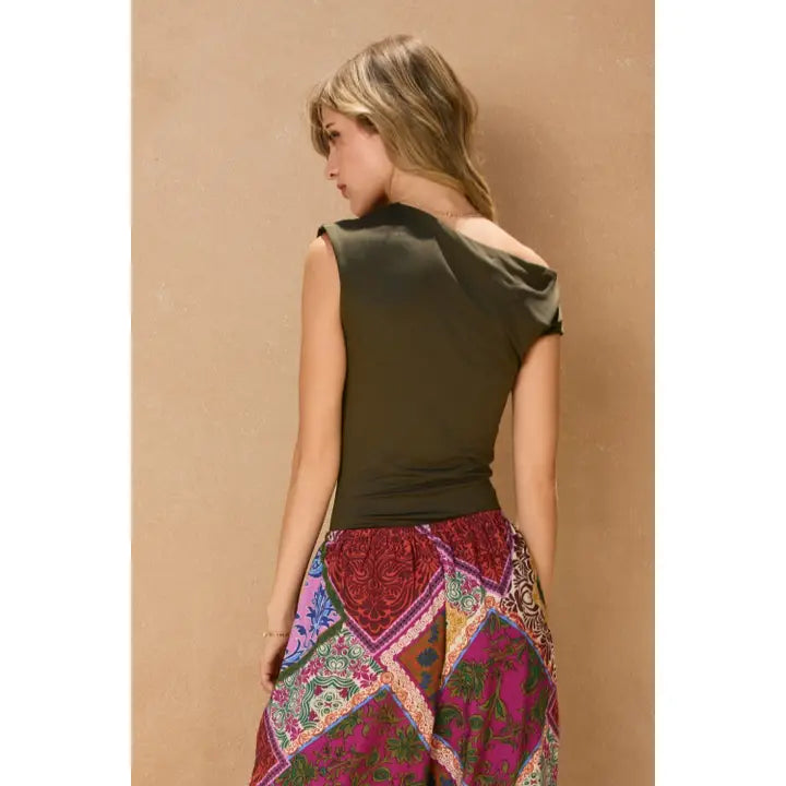 Throw and Go Asymmetrical Drape Bodysuit