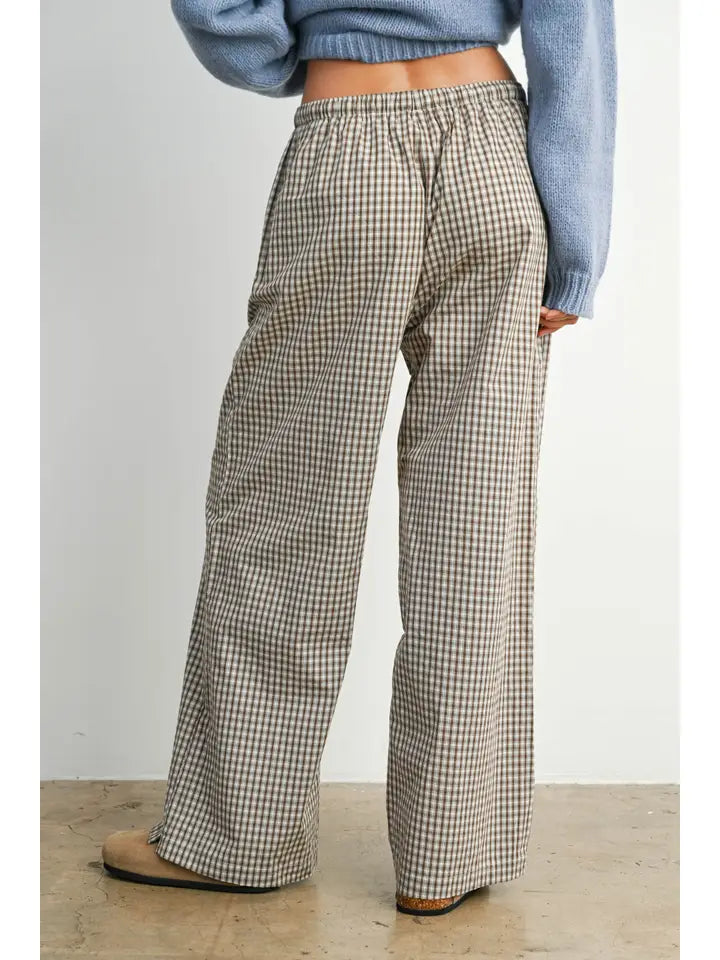 Gingham Tie Front Pants