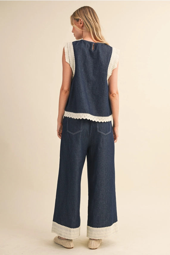 Denim Lace Trim Set