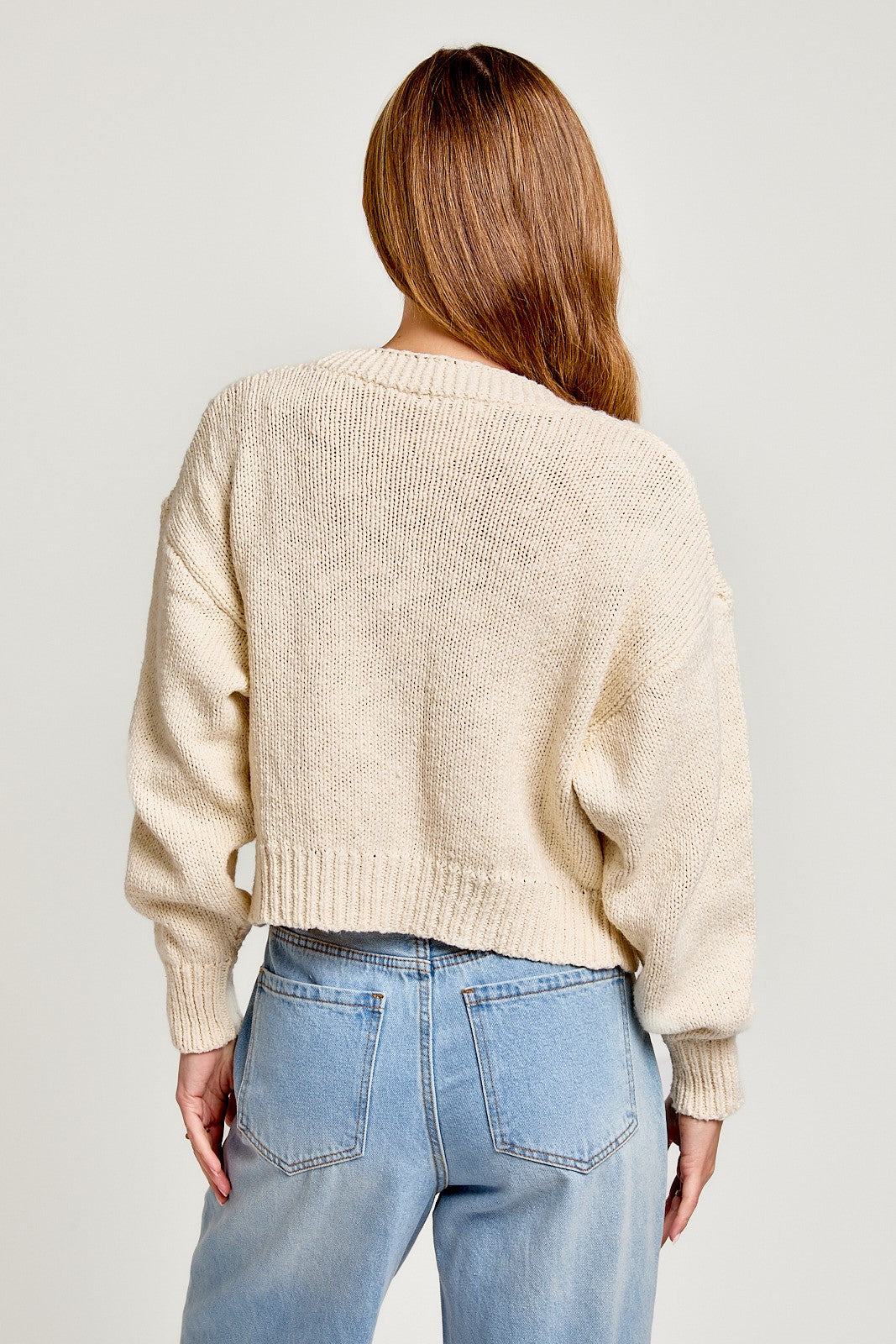 V-Neck Cable Cardigan