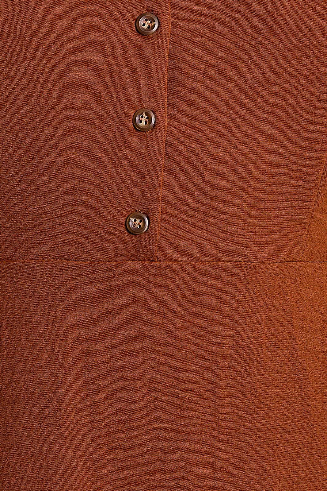 Long Sleeve V-Neck Button Down Back Tie Midi Dress