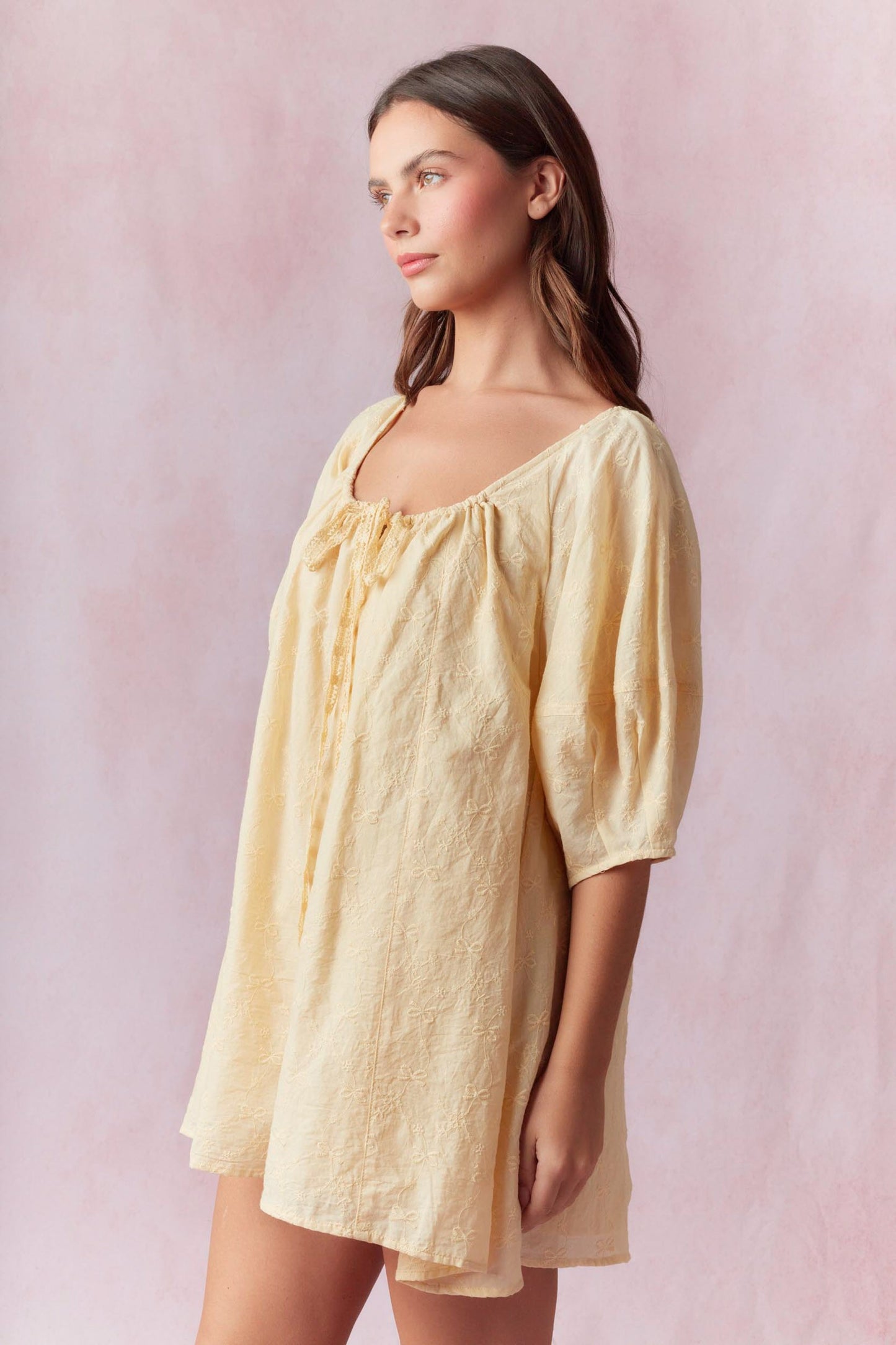 Bow Eyelet Embroidered Romper