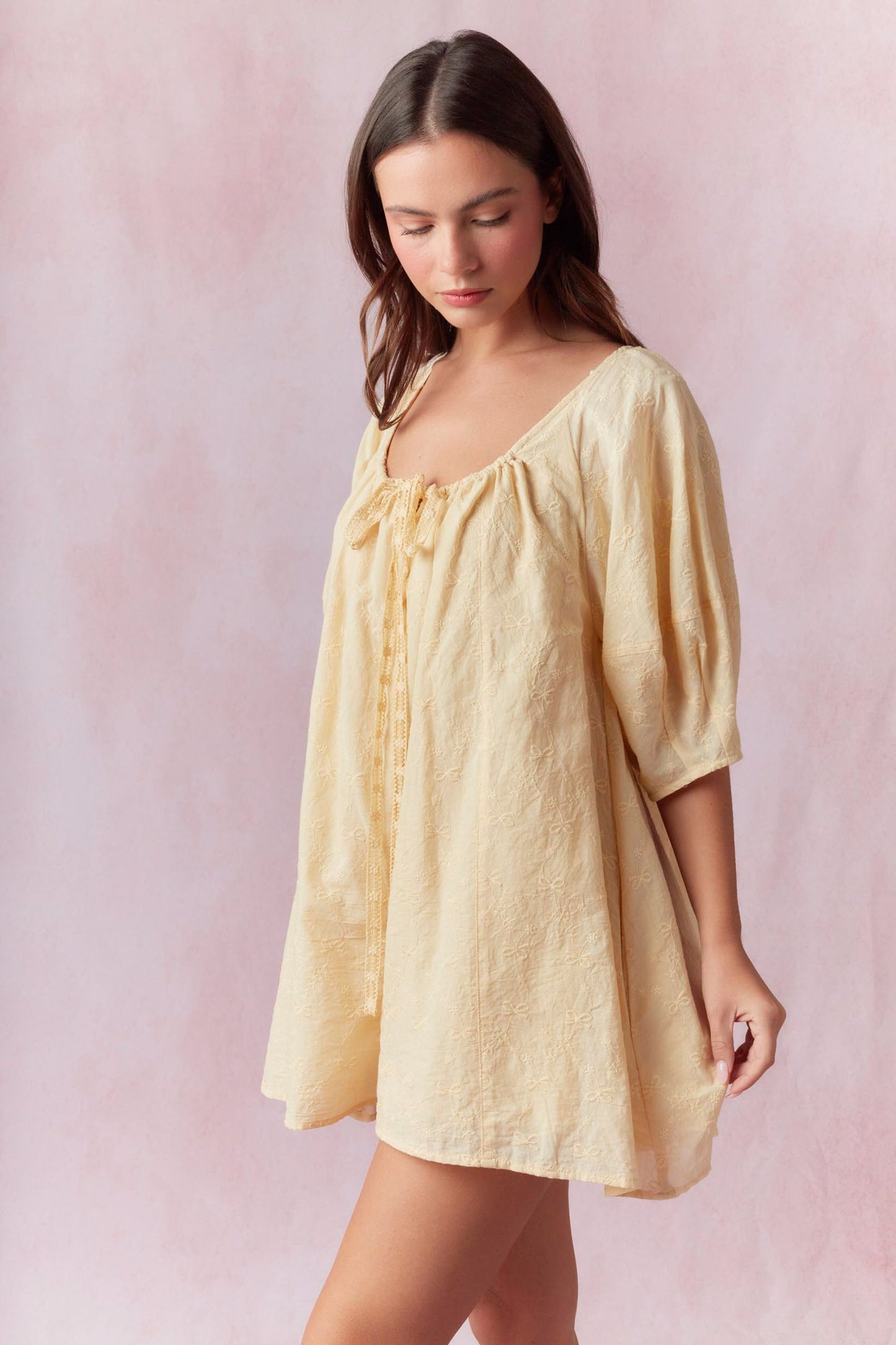 Bow Eyelet Embroidered Romper