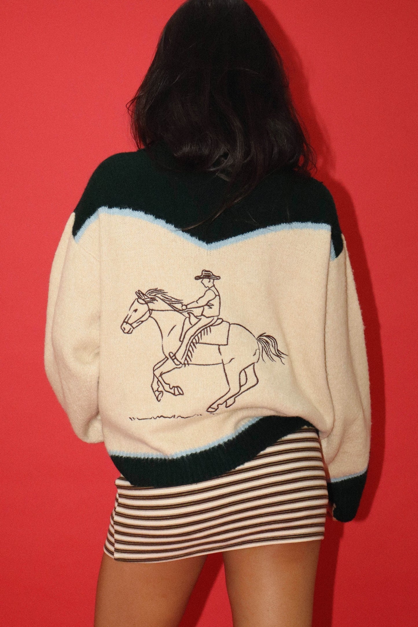 Rodeo Embroidered Graphic Zip Cardigan