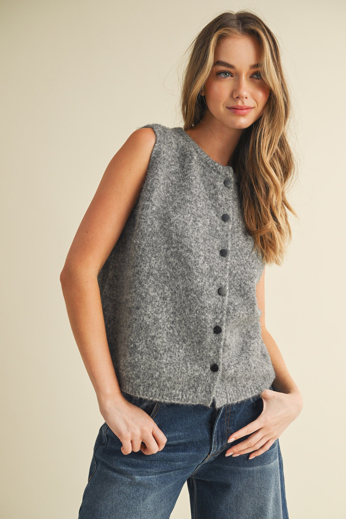 Button Sleeveless Top