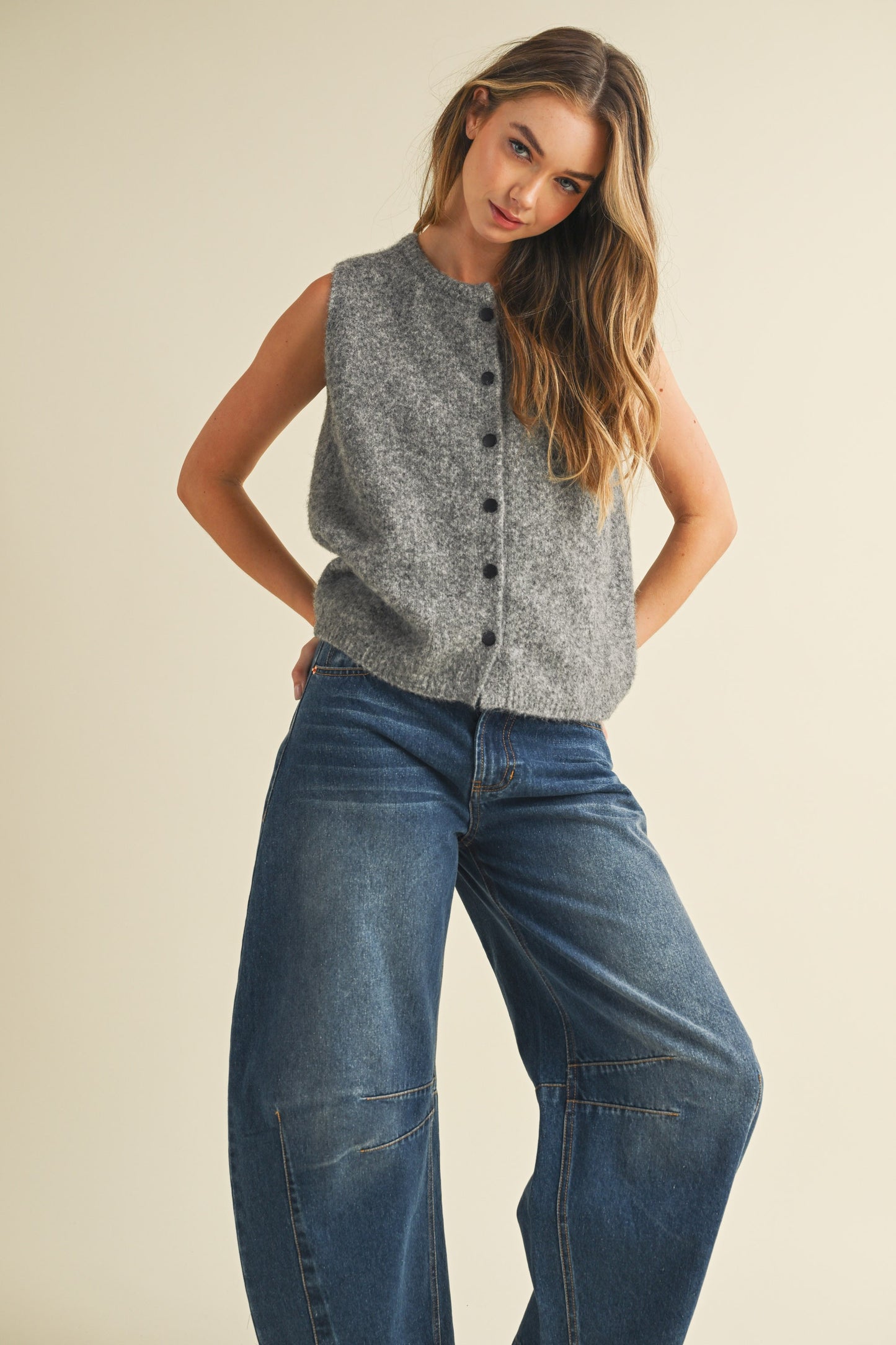 Button Sleeveless Top