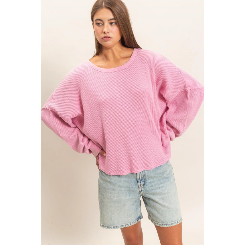 Mineral Wash Waffle Oversized Top