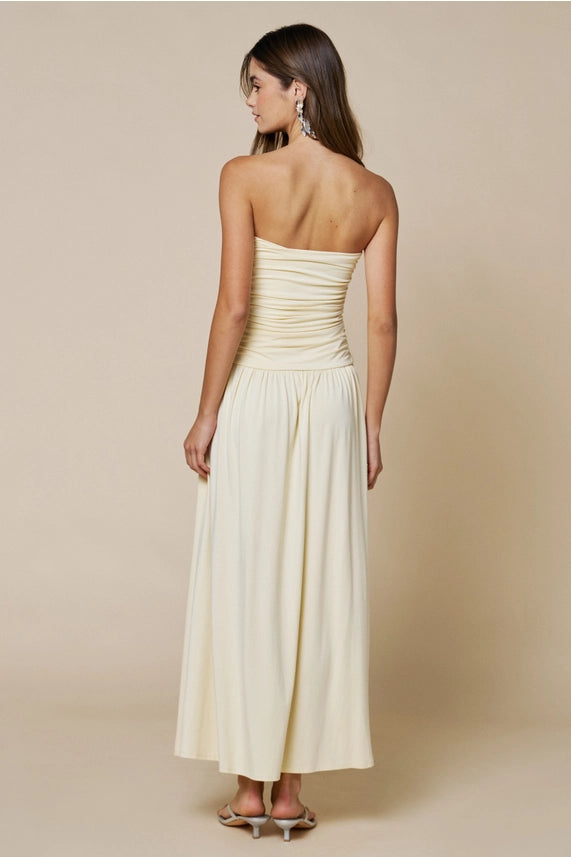 Strapless Ruched Maxi Dress Large