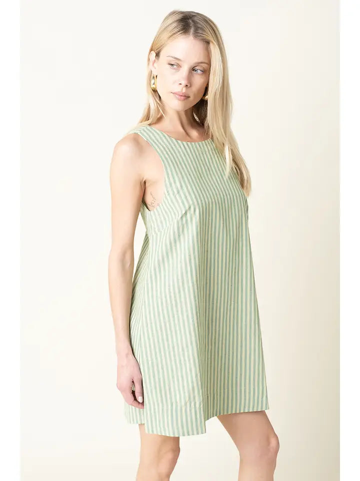 Lisa Stripe Sleeveless Shirt Dress