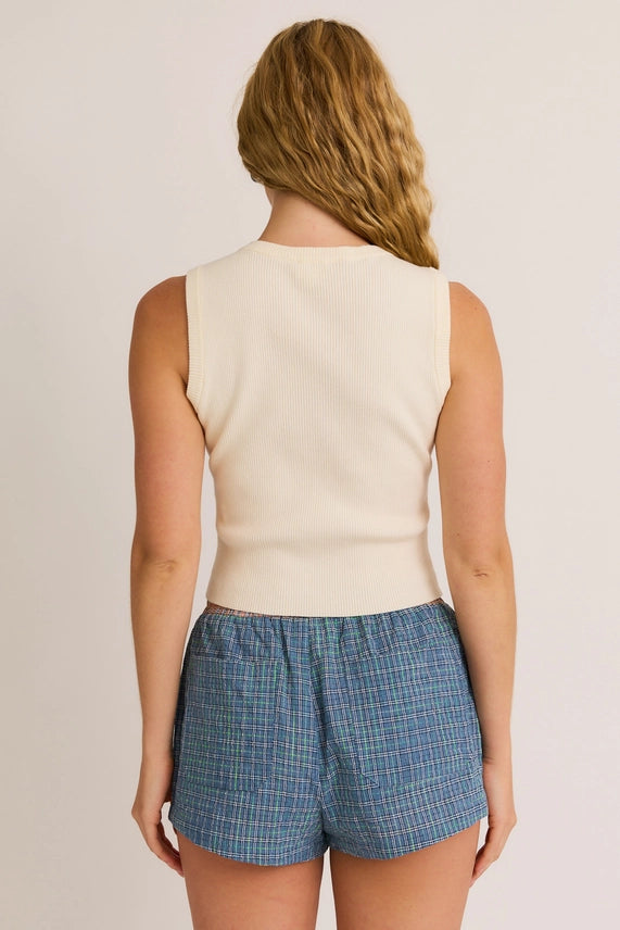 Sleeveless Button Down Ribbed Sweater Top