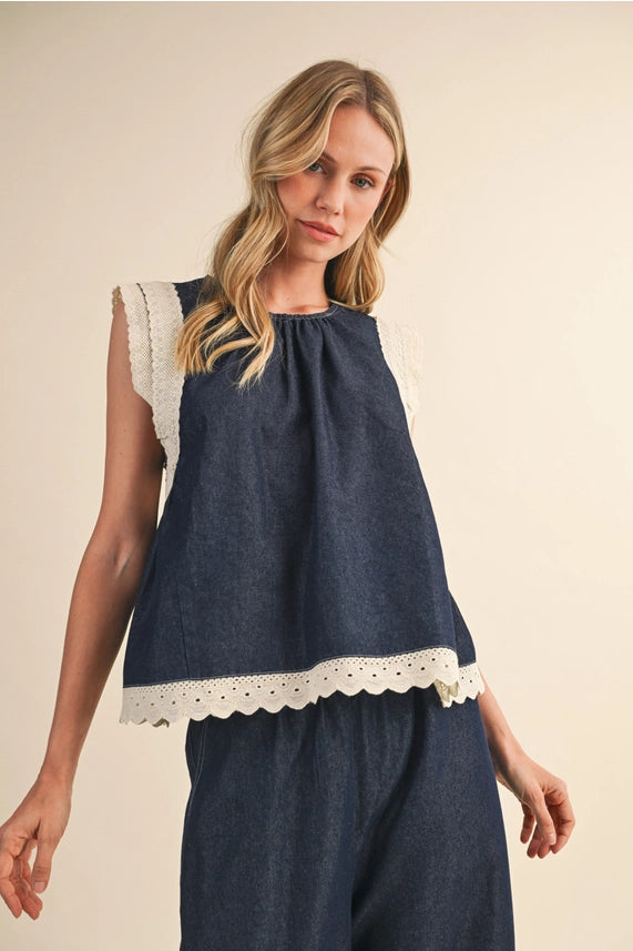 Denim Lace Trim Set