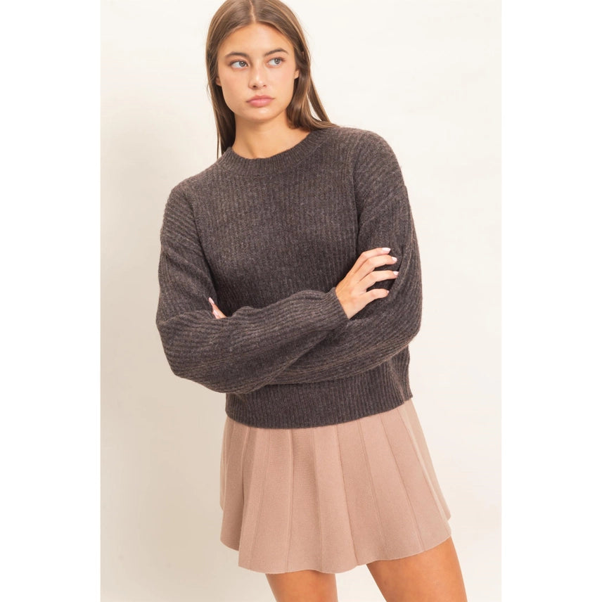 Ribbed Crew Neck Sweater