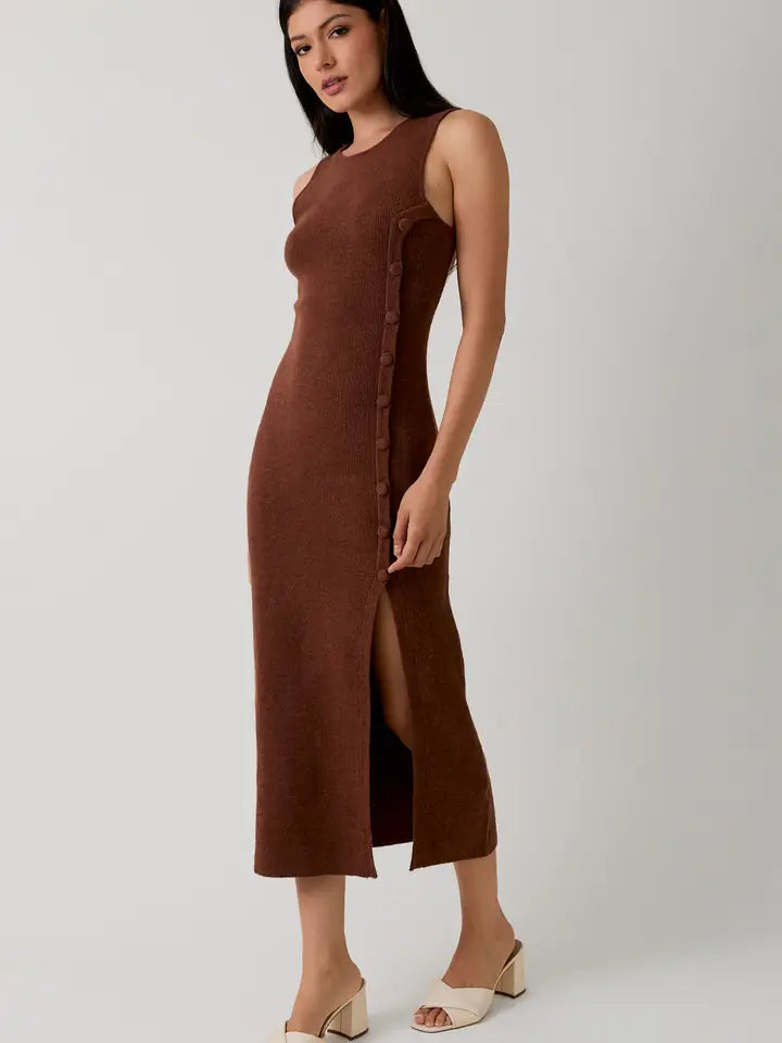 Round Neck Sleeveless Slit Sweater Dress