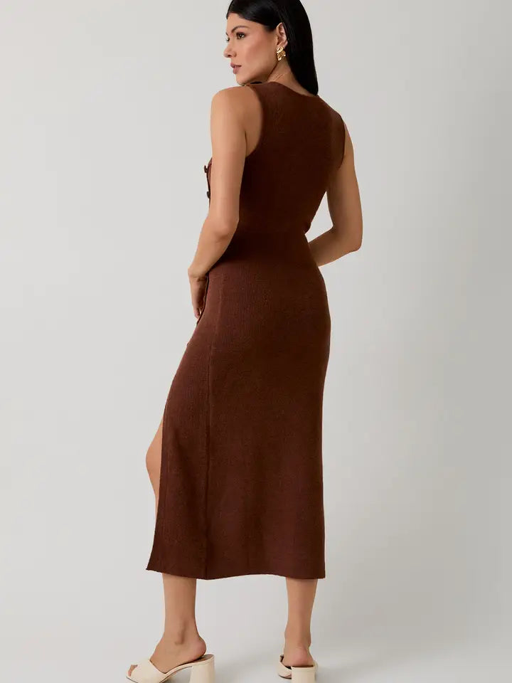Round Neck Sleeveless Slit Sweater Dress