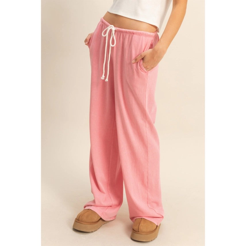 Mineral Washed Drawstring Waist Relaxed Pants