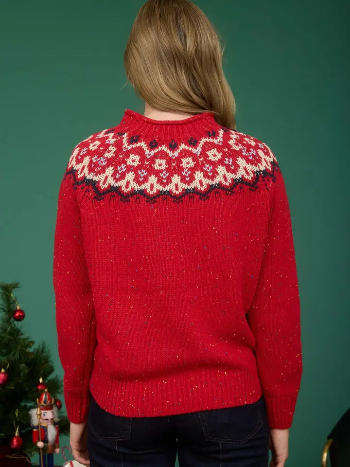 Fair Isle Long Sleeve Knit Lurex Sweater