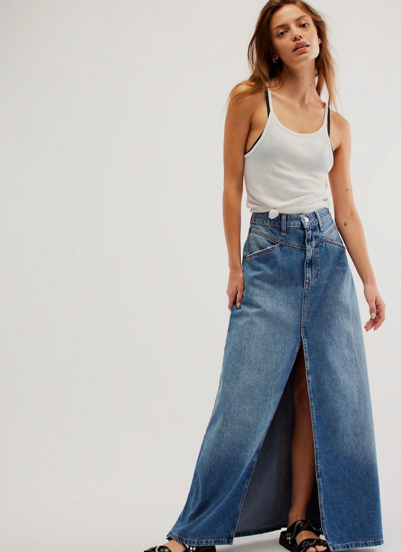 Come As You Are Denim Maxi Skirt