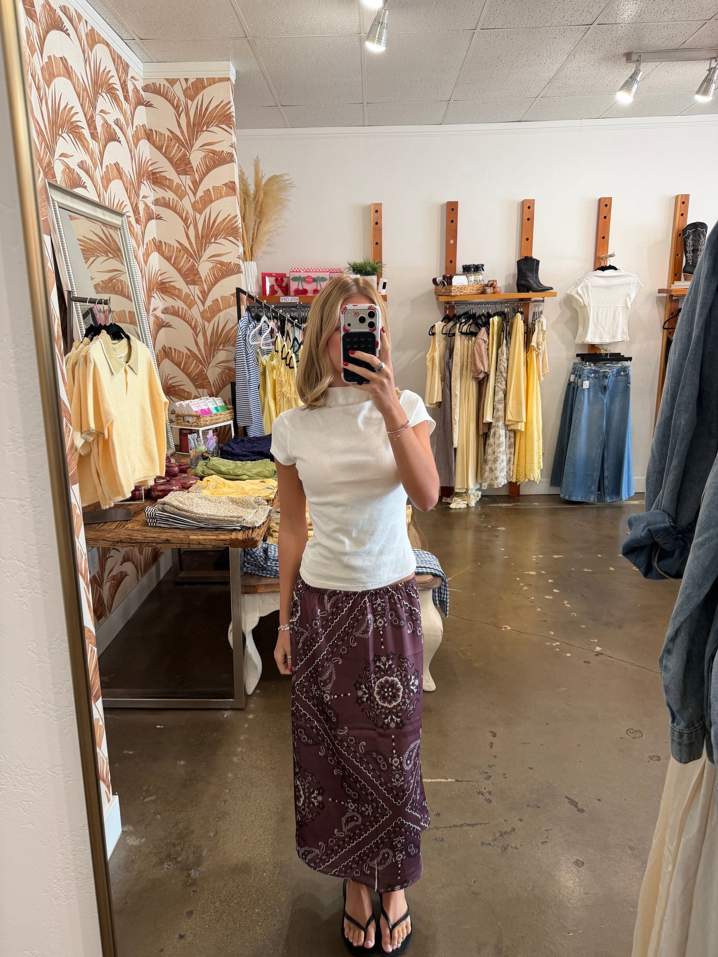 Paisley Print Midi Skirt