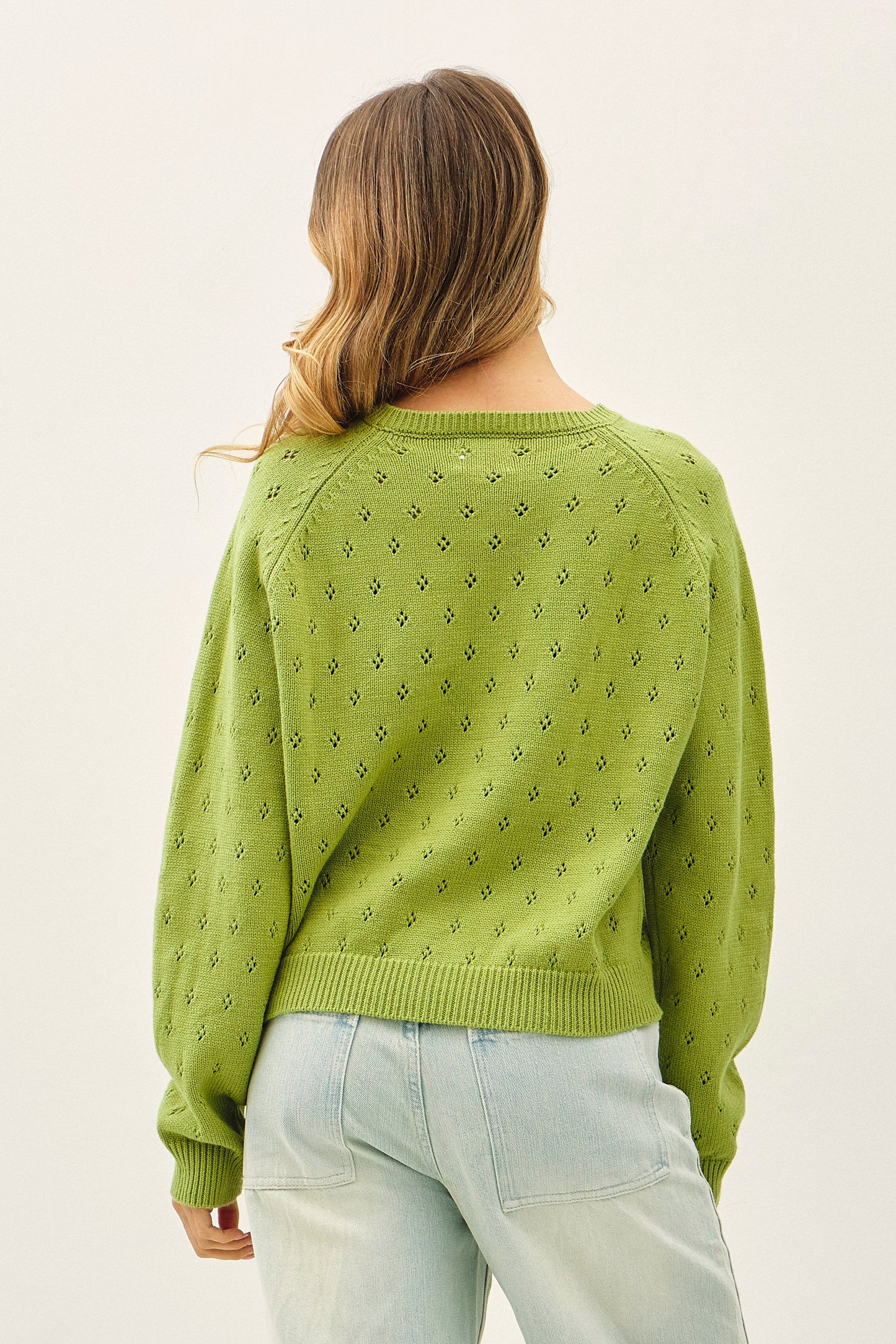 Button Down Eyelet Cardigan