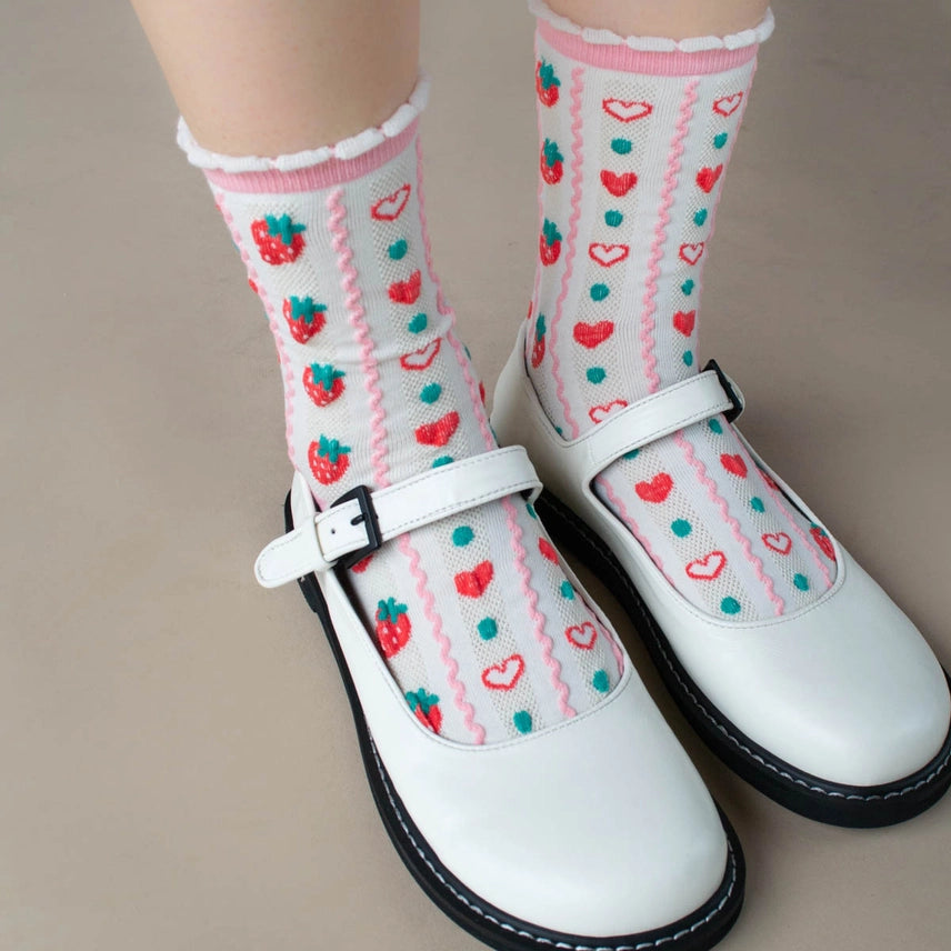 Retro Strawberry Casual Socks