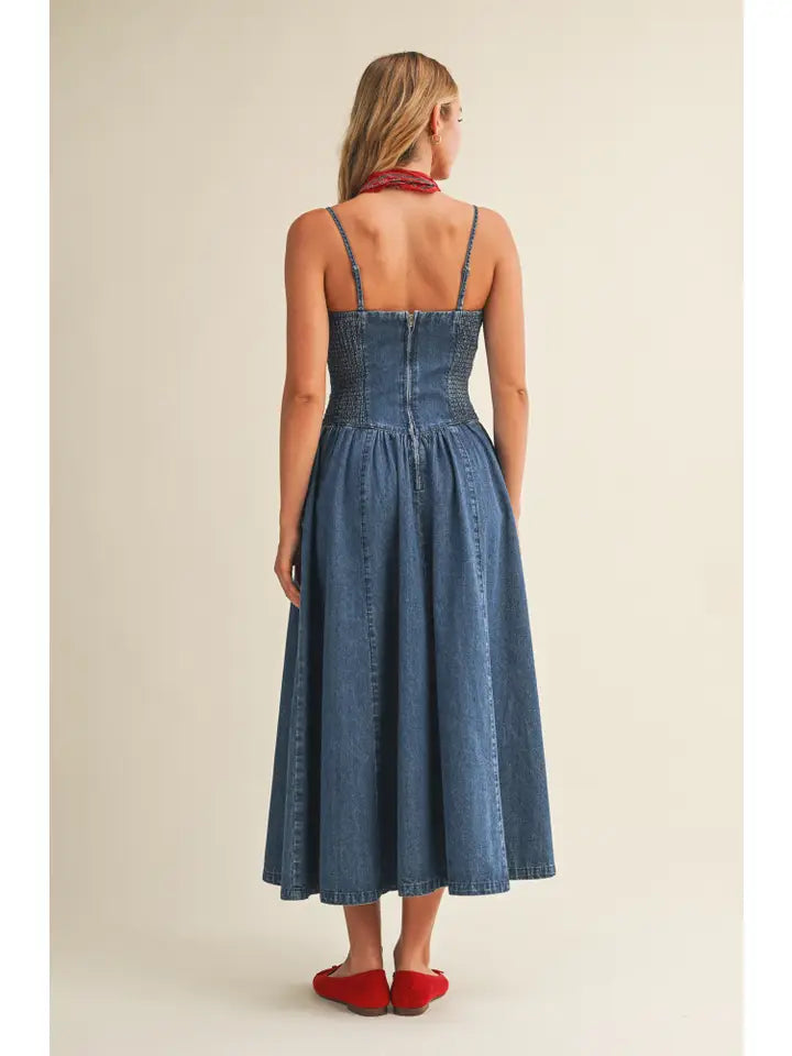 Detachable Strap Denim Dress