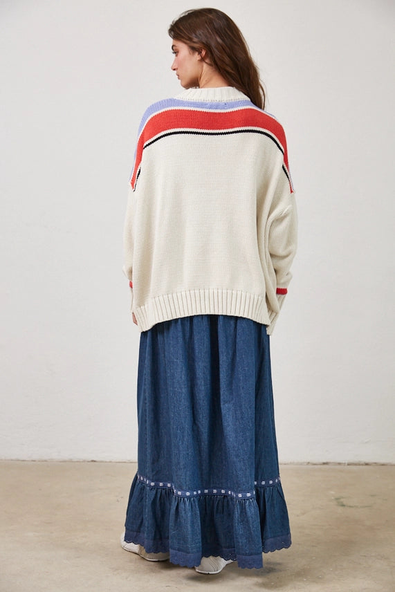Vintage Car Intarsia Knit Pullover