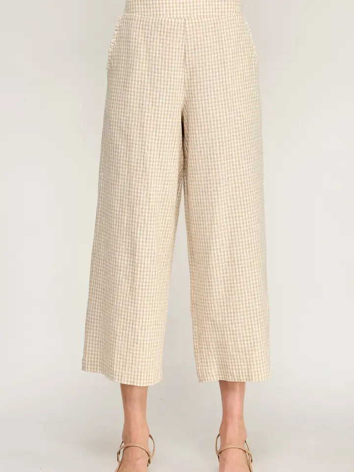 Ruffle Detail Gingham Print Pants