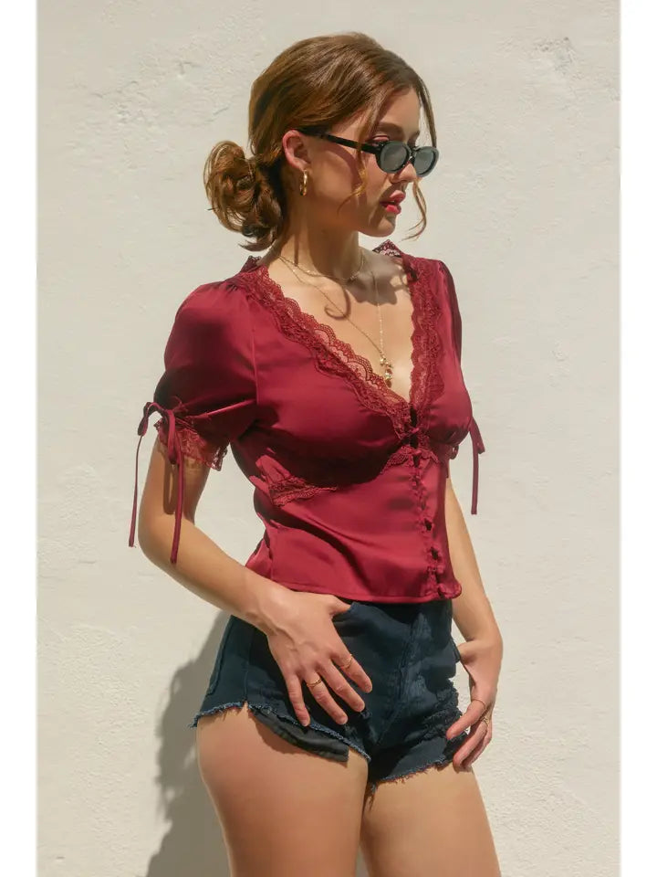 Going Out Lace Tied Blouse