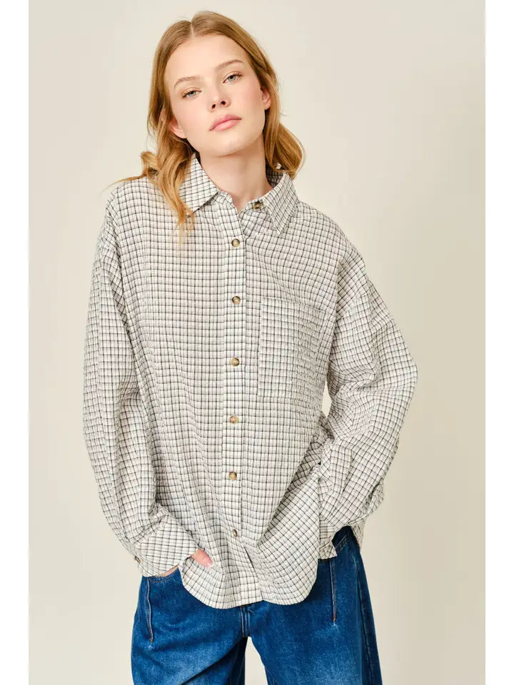 Plaid Washed Oversized Shirts
