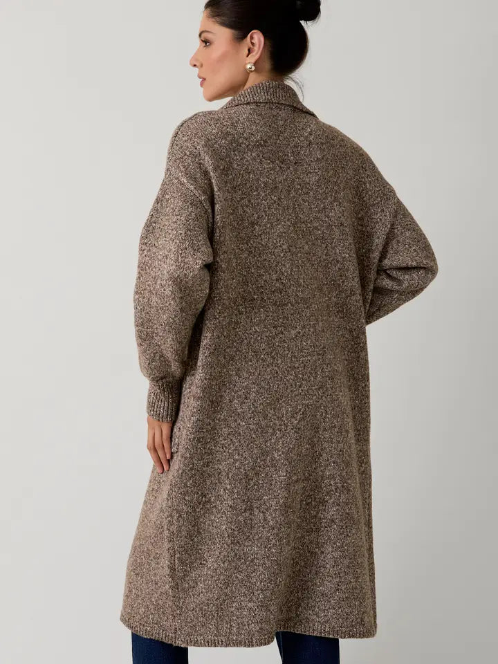 Long Sleeve Collared Maxi Sweater Cardigan