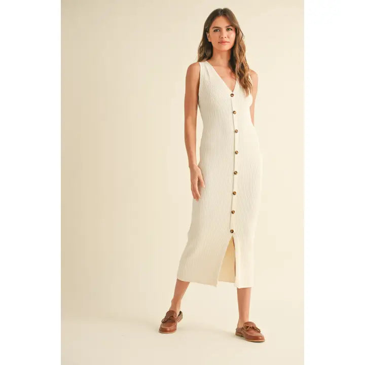 Ribbed Button down Maxi Dress S Ribbed Button down Maxi Dress S