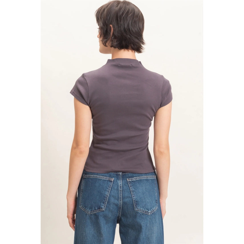 Mock Neck Cap Sleeve Top