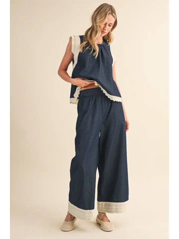 Denim Lace Trim Set