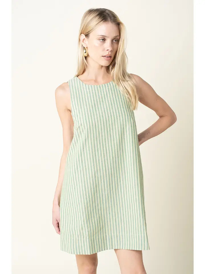 Lisa Stripe Sleeveless Shirt Dress – Ella Bloom