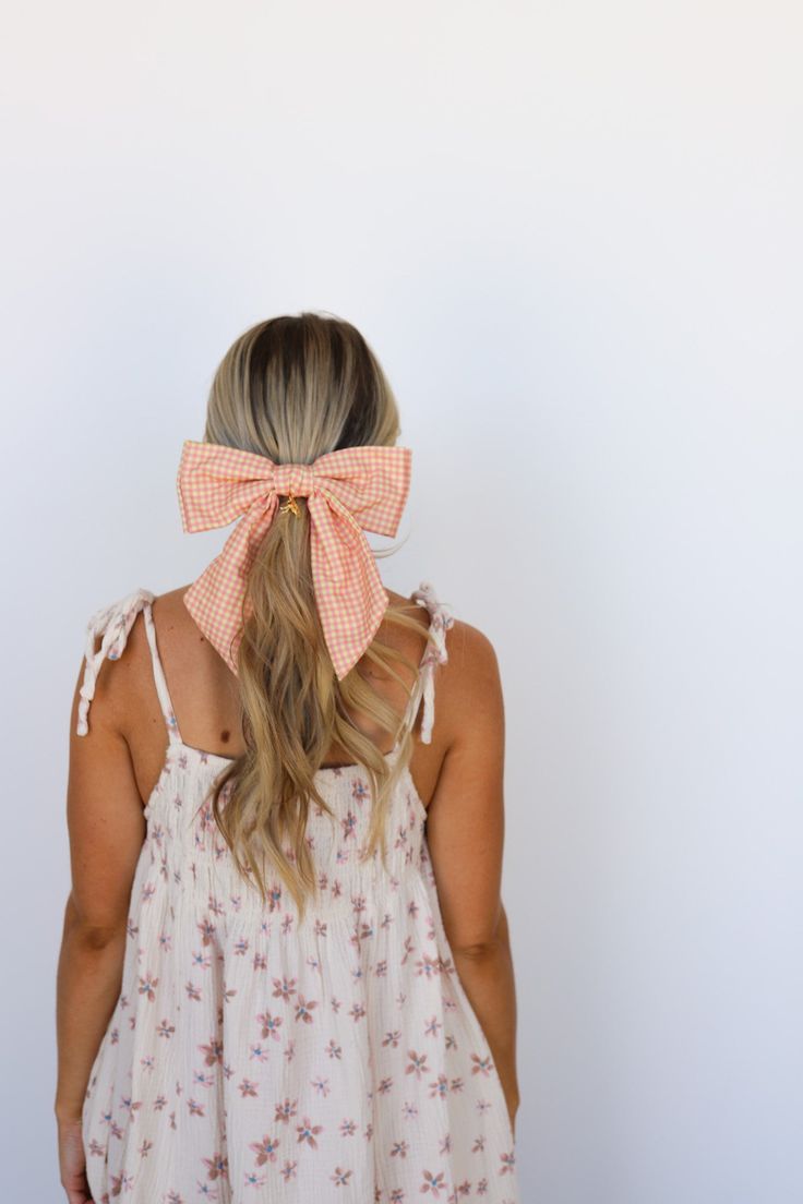 PINK PLAID MIDI BOW