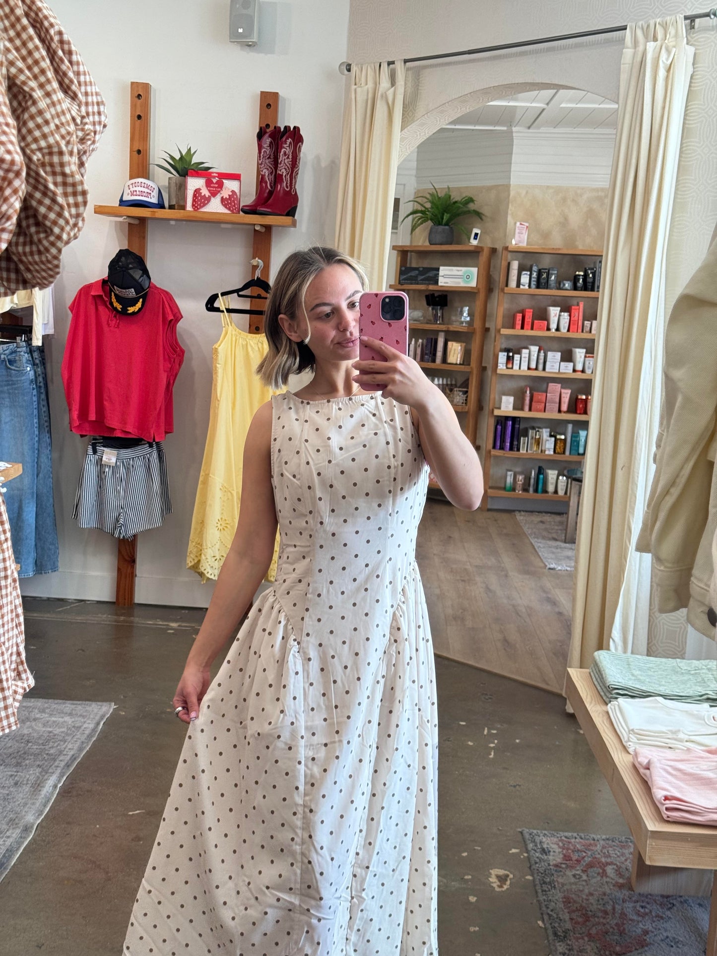 Polka Dot Drop Waist Maxi Dress