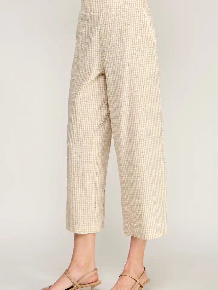 Ruffle Detail Gingham Print Pants