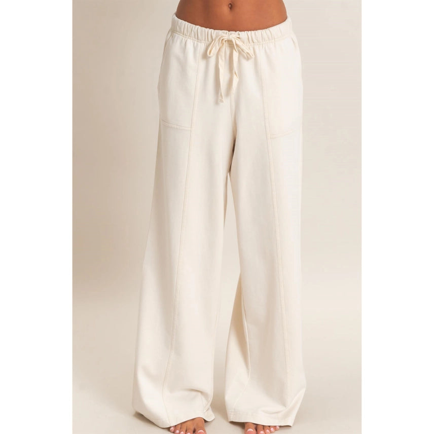 Drawstring Waist Wide Leg Pants