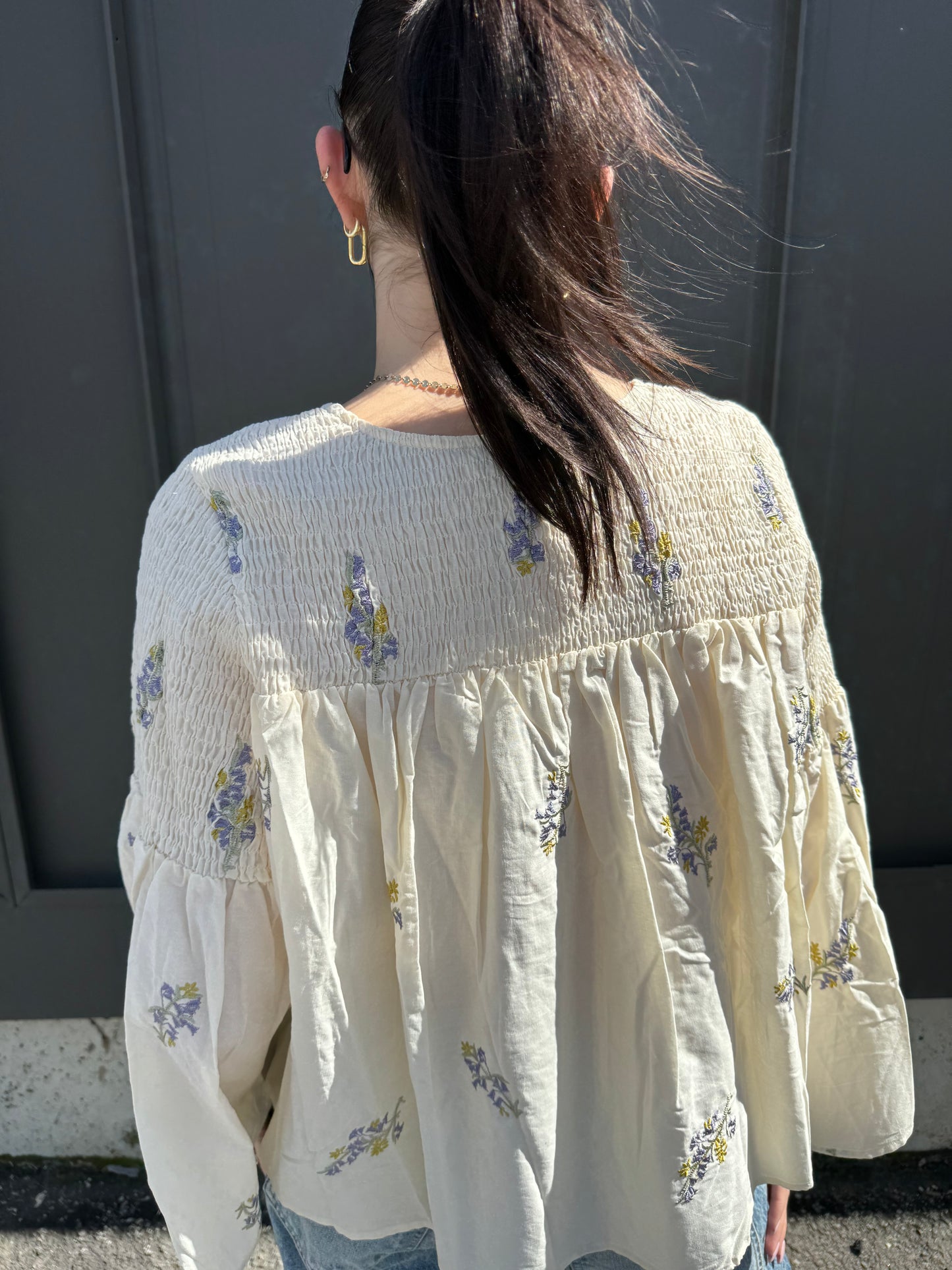 Cream Lavender Floral Top