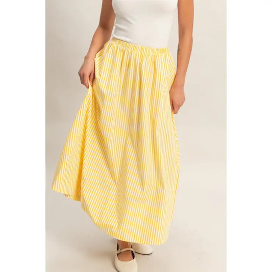 Striped Flowy Midi Skirt
