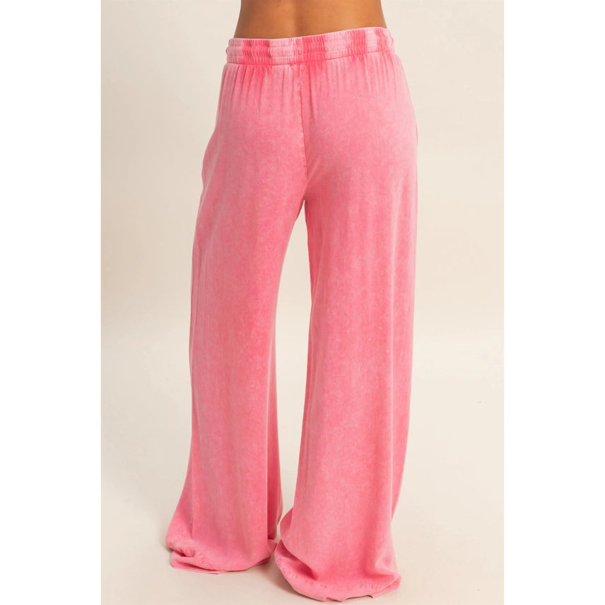 Mineral Wash Drawstring Wide Leg Pants