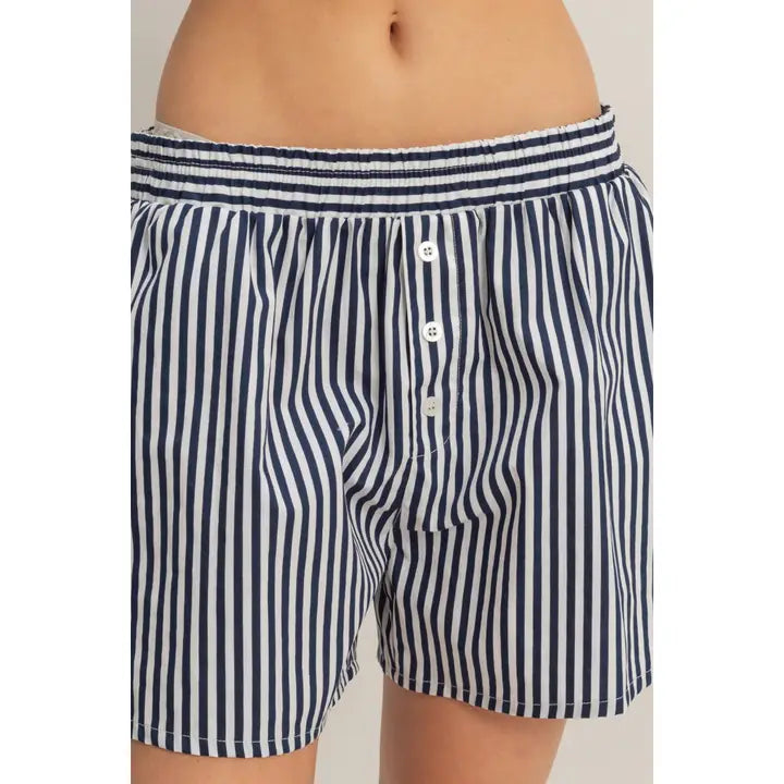 Striped Elastic Waist Boxer Shorts