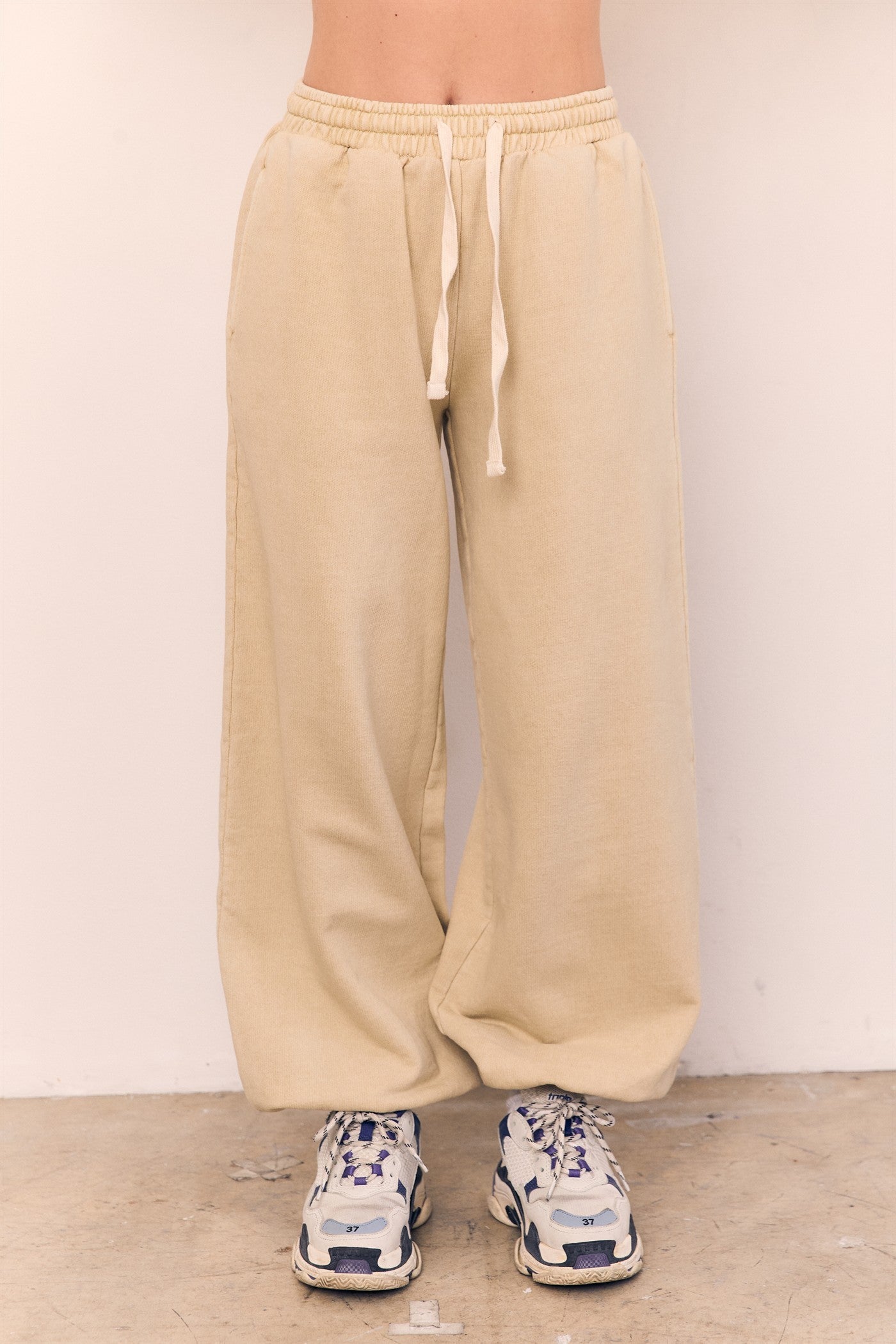 Acid Wash Cotton Terry Jogger Sweatpants