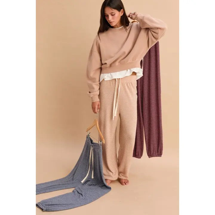 Striped Drawstring Lounge Jogger Pants