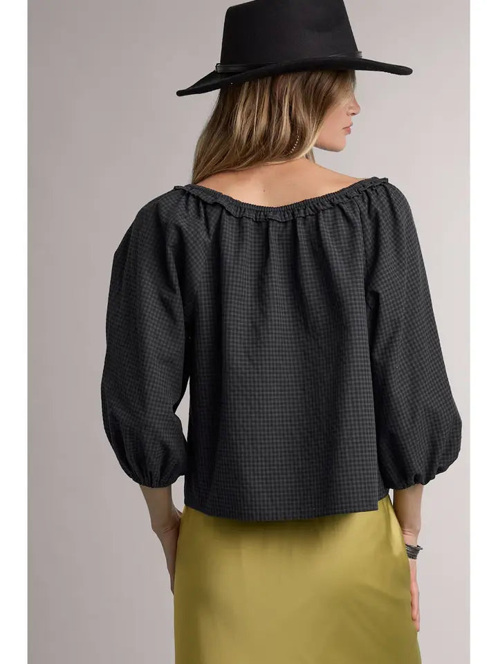 Gingham Peasant Blouse