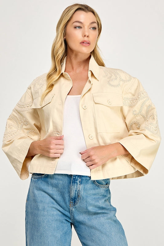 Lace Trim Cotton Jacket