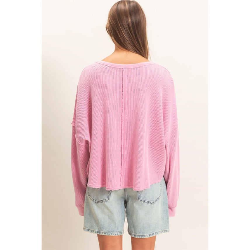 Mineral Wash Waffle Oversized Top