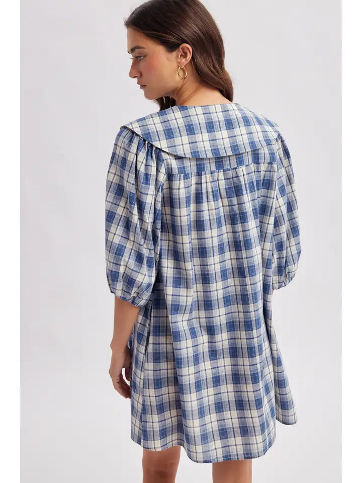 Collared Plaid Mini Dress