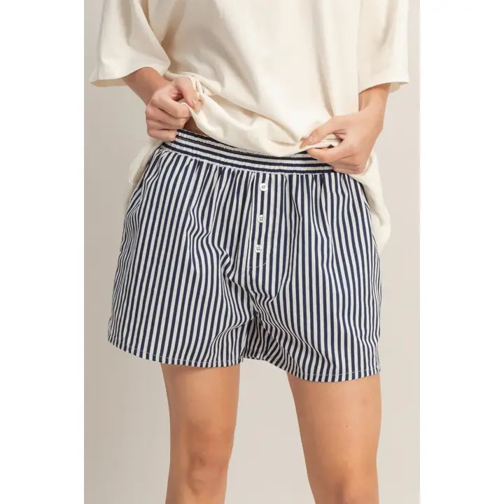 Striped Elastic Waist Boxer Shorts